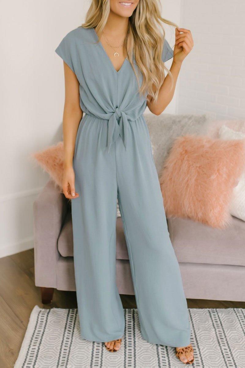 Bow Knot Women Jumpsuits With Button