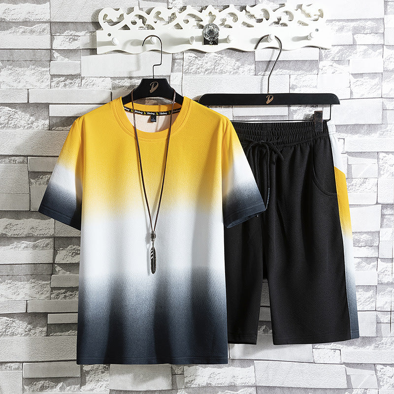 Short Sleeve Gradient Sport Outfit Set