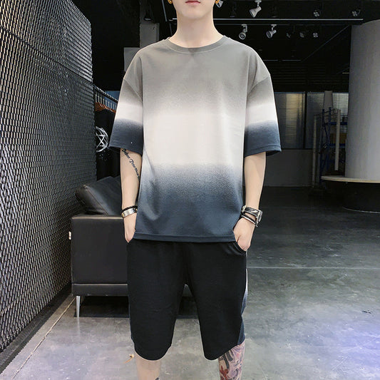 Short Sleeve Gradient Sport Outfit Set