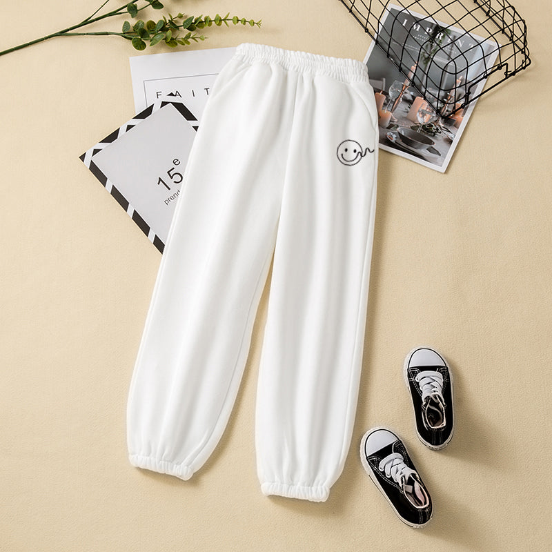 White Loose-Fitting Stretchy Trousers