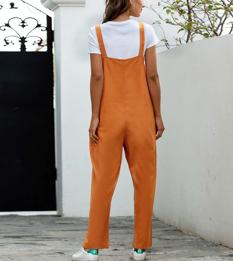 European And American Retro Casual Long Bib Pants