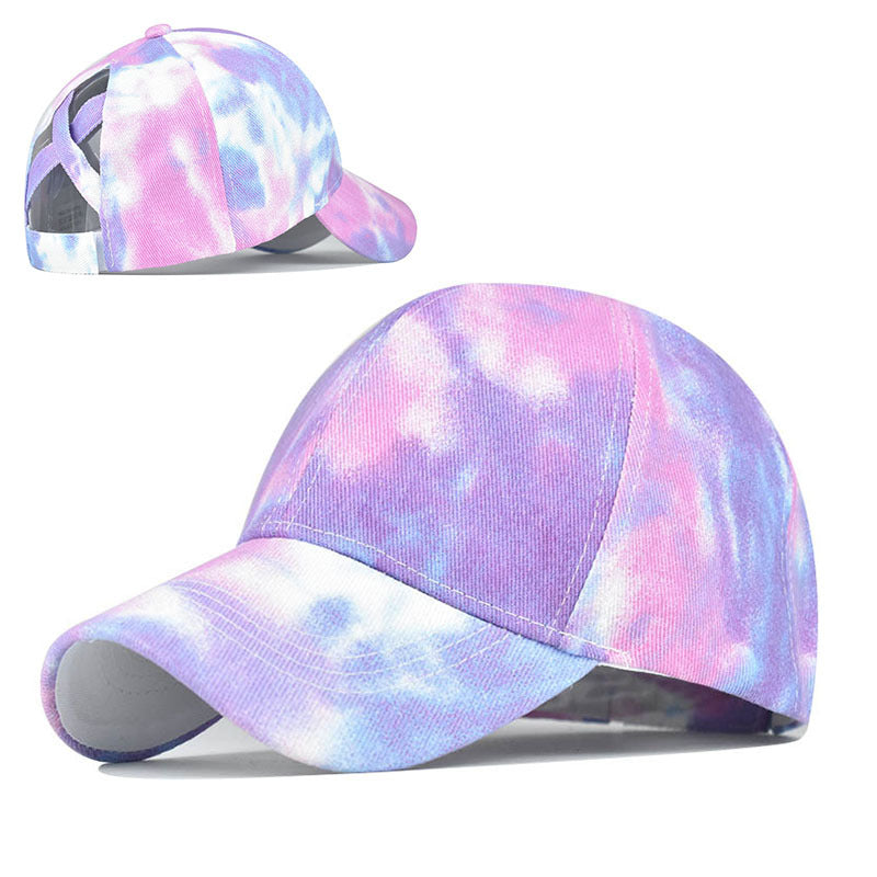 Tie-Dye Hats, Pure Cotton, European And American Women'S Empty Top Hats, Sun Visors, Cotton Ponytail Caps