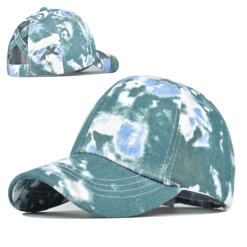 Tie-Dye Hats, Pure Cotton, European And American Women'S Empty Top Hats, Sun Visors, Cotton Ponytail Caps