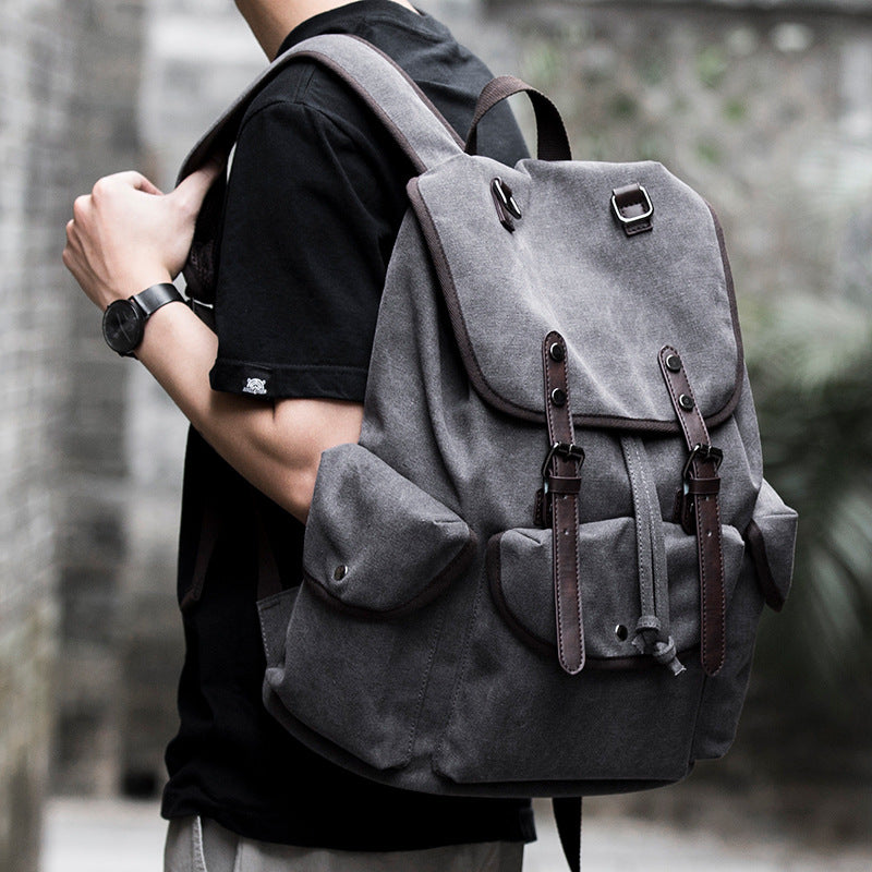 Canvas Backpack Men's Fashion Trend Casual Travel Bag