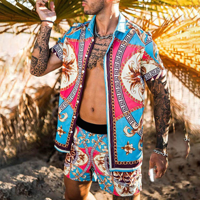 Floral Beach Two Piece Men Sets