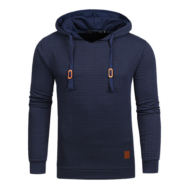 fo Square Pattern Quilted Classic  Men's  Casual Hoodies Men