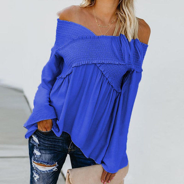 Irregular Off Shoulder Shirts Hem Blouse