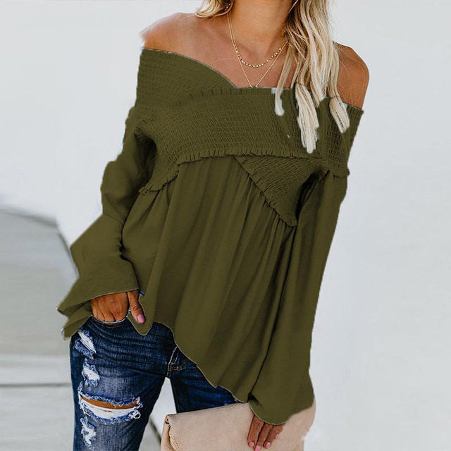 Irregular Off Shoulder Shirts Hem Blouse