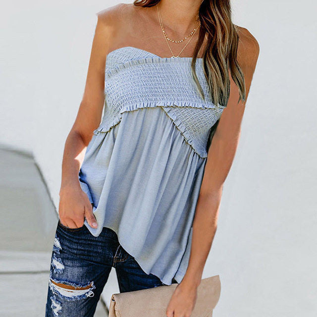 Irregular Off Shoulder Shirts Hem Blouse