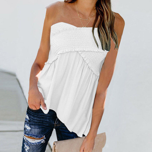 Irregular Off Shoulder Shirts Hem Blouse