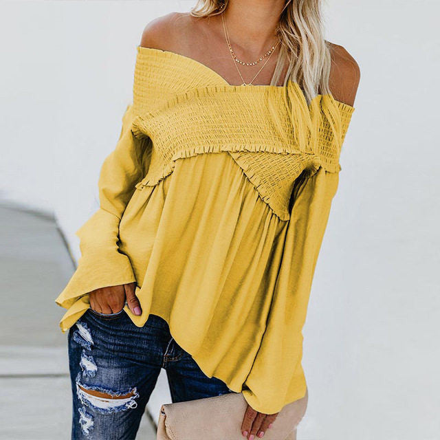 Irregular Off Shoulder Shirts Hem Blouse