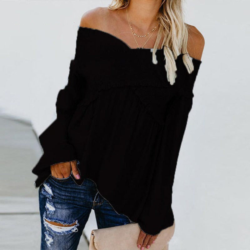 Irregular Off Shoulder Shirts Hem Blouse