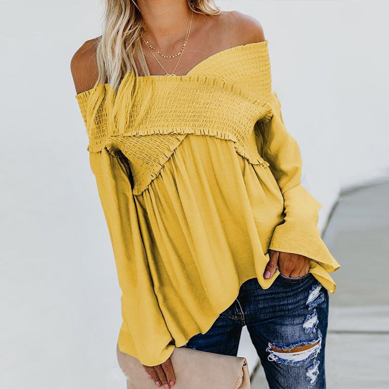 Irregular Off Shoulder Shirts Hem Blouse