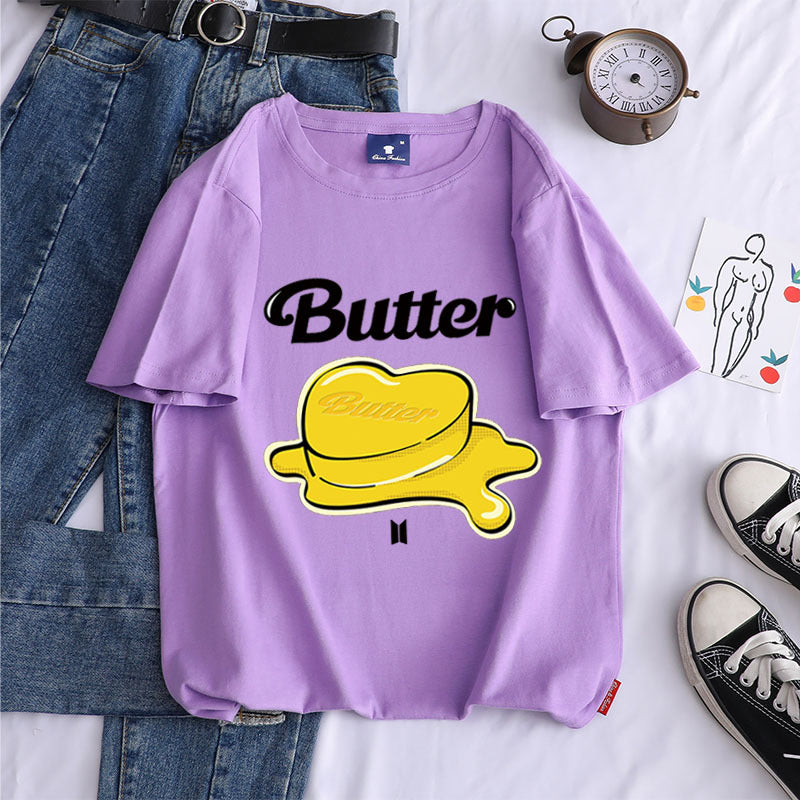 Bulletproof New Album Butter Butter Loose Short-sleeved Cotton T Women