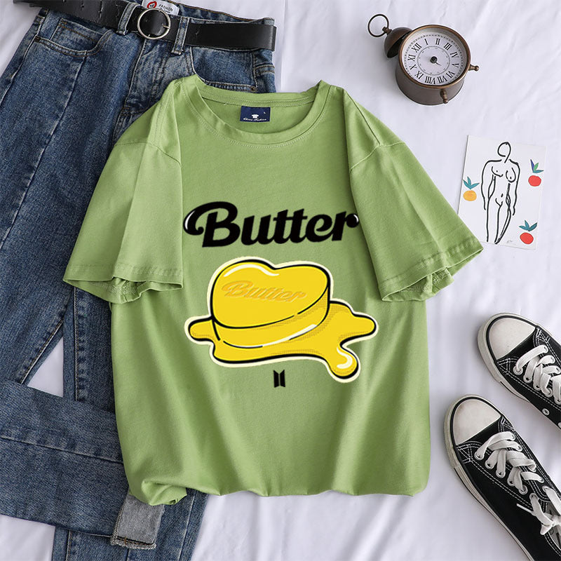 Bulletproof New Album Butter Butter Loose Short-sleeved Cotton T Women