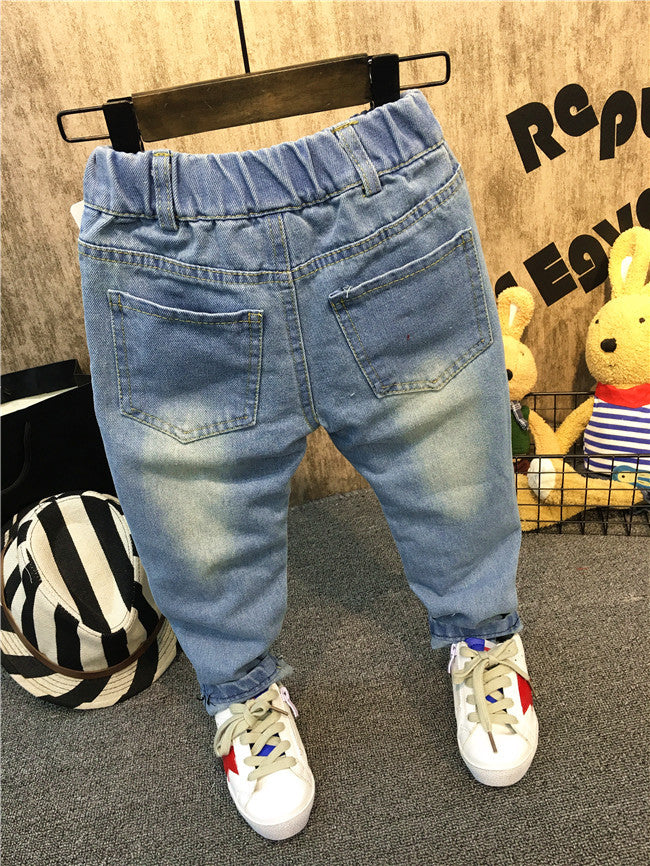 Boys And Girls Korean Style All-match Personality Ripped Jeans Trend