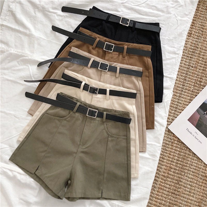 Split Wide Leg Casual Pants Women Summer New Solid Color High Waist Shorts