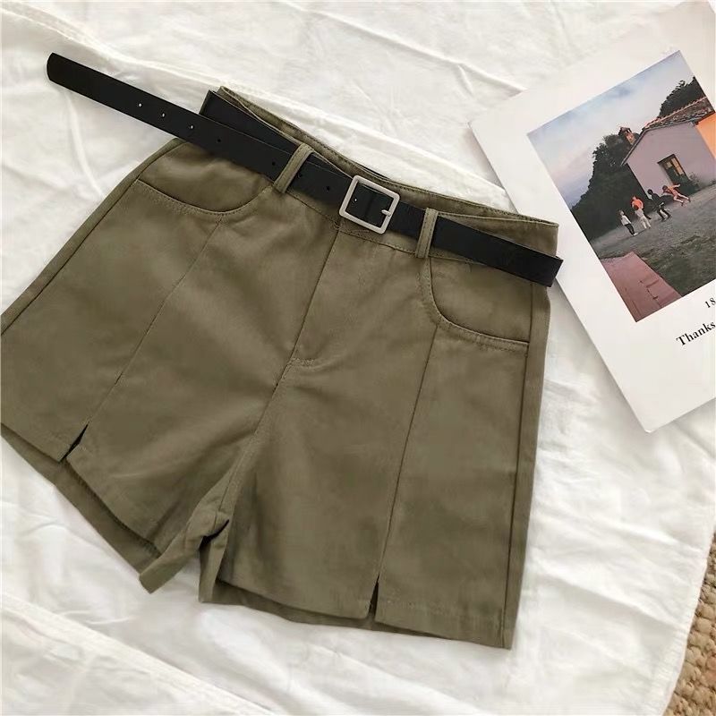 Split Wide Leg Casual Pants Women Summer New Solid Color High Waist Shorts