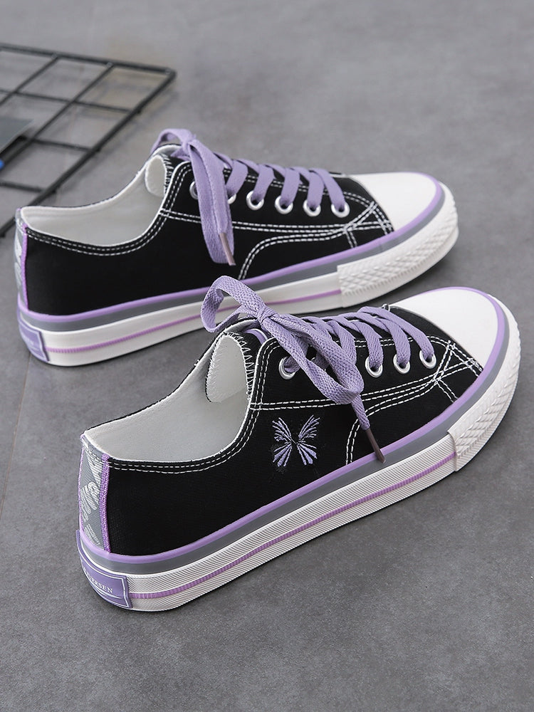 Embroidered Canvas Shoes Women All-match Thin Cloth Shoes