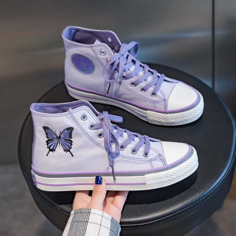 Embroidered Canvas Shoes Women All-match Thin Cloth Shoes