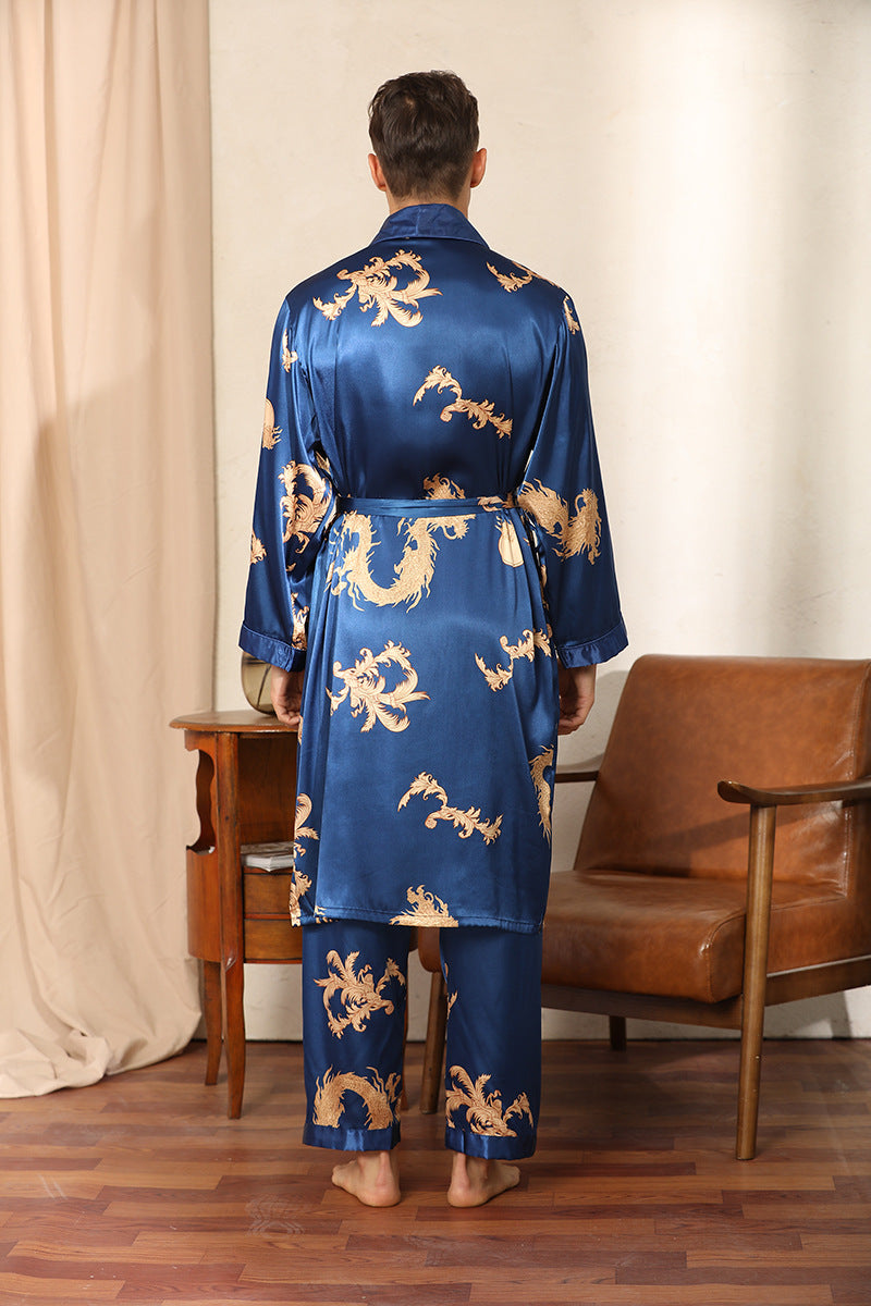 Luxury Silk Robe Pants Pajama Set