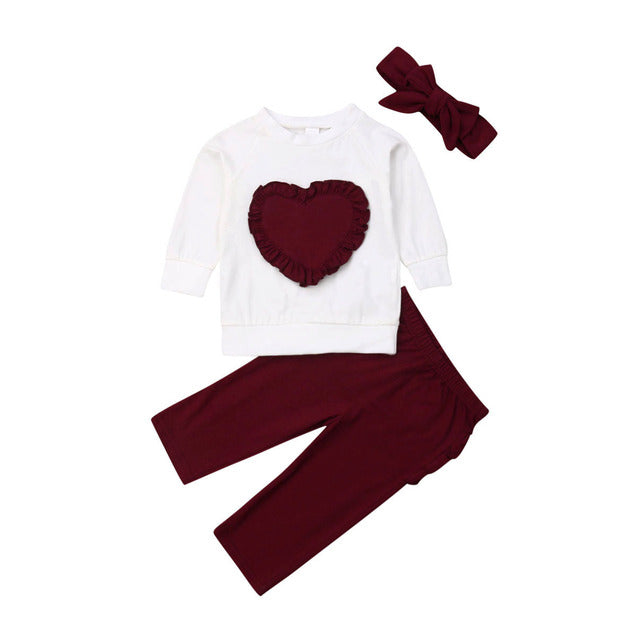 Little Girl Heart-shaped Long-sleeved T-shirt