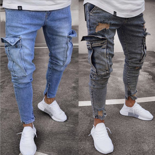 Cargo Hole Denim Men Jeans