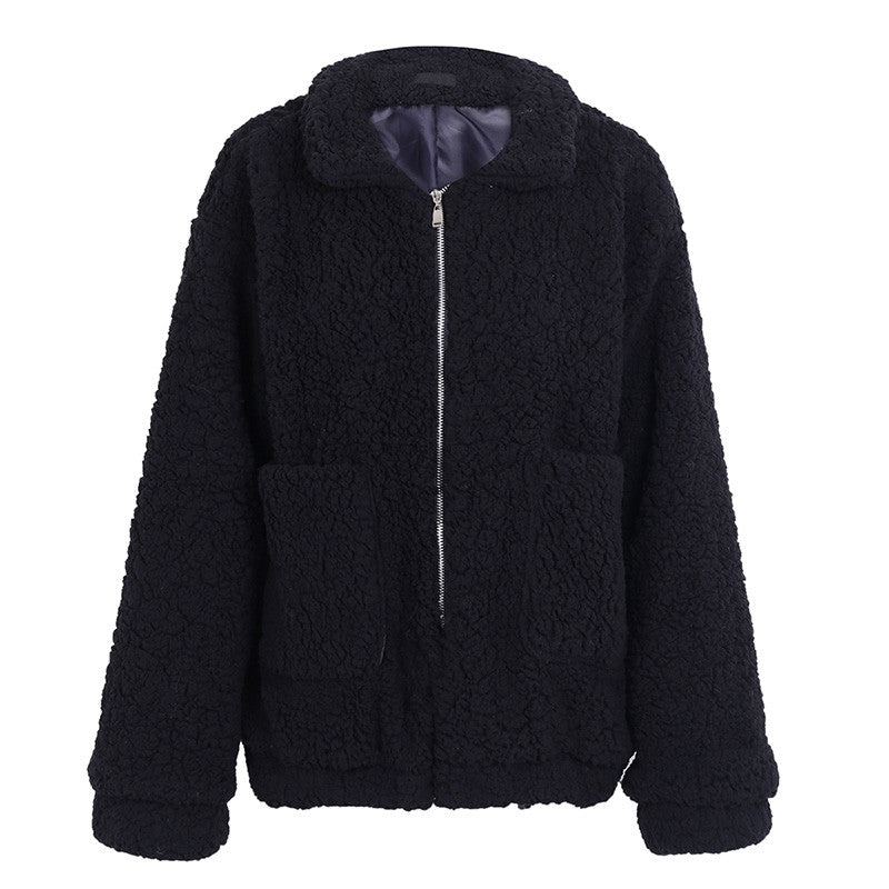 Faux Lambswool Oversized Jacket Coat