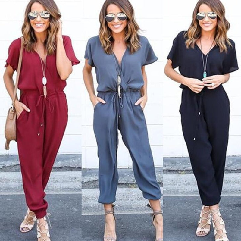 Sexy Womens Ankle-banded Elastic Jumpsuits