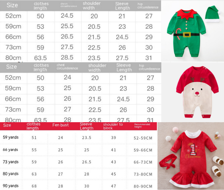 Autumn And Winter Christmas Long Sleeves Newborn Baby Jumpsuit