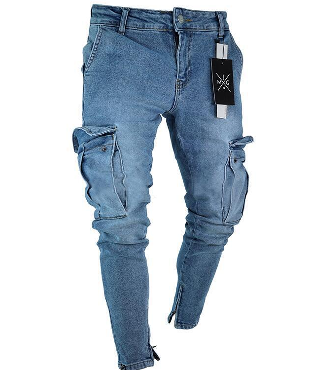 Cargo Hole Denim Men Jeans