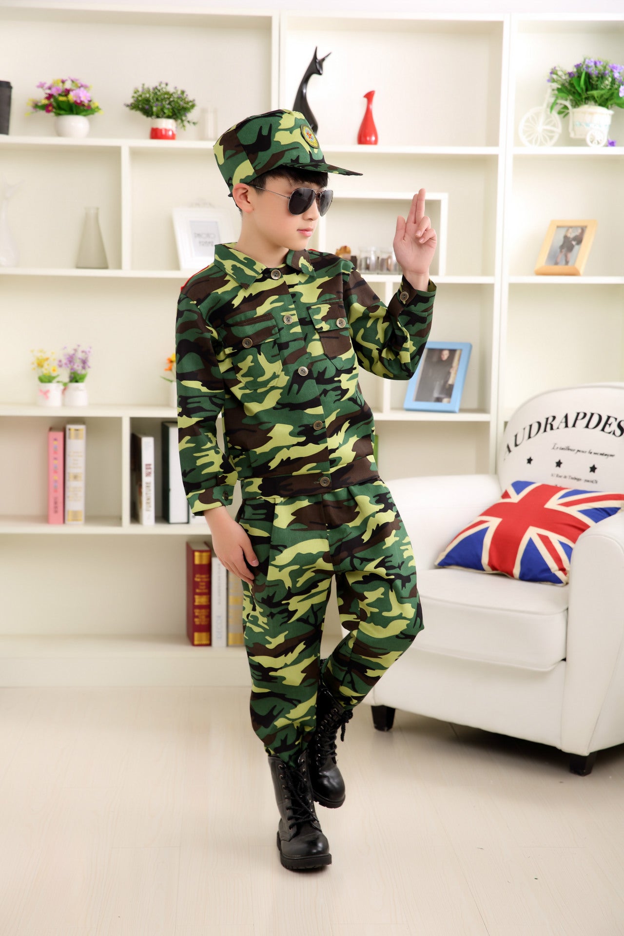 Children's Camouflage Uniform Military Training Performance Costume Dance Training Clothes Outfit