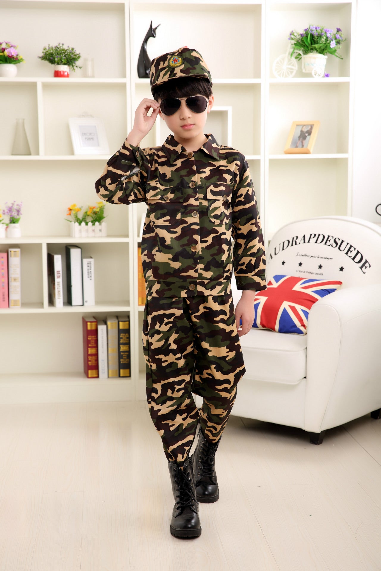 Children's Camouflage Uniform Military Training Performance Costume Dance Training Clothes Outfit