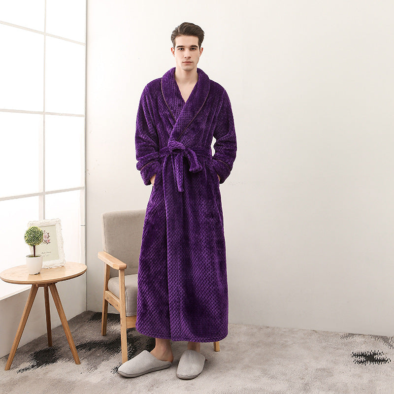 Winter Women Night Gown Couple Robe Men Bathrobe