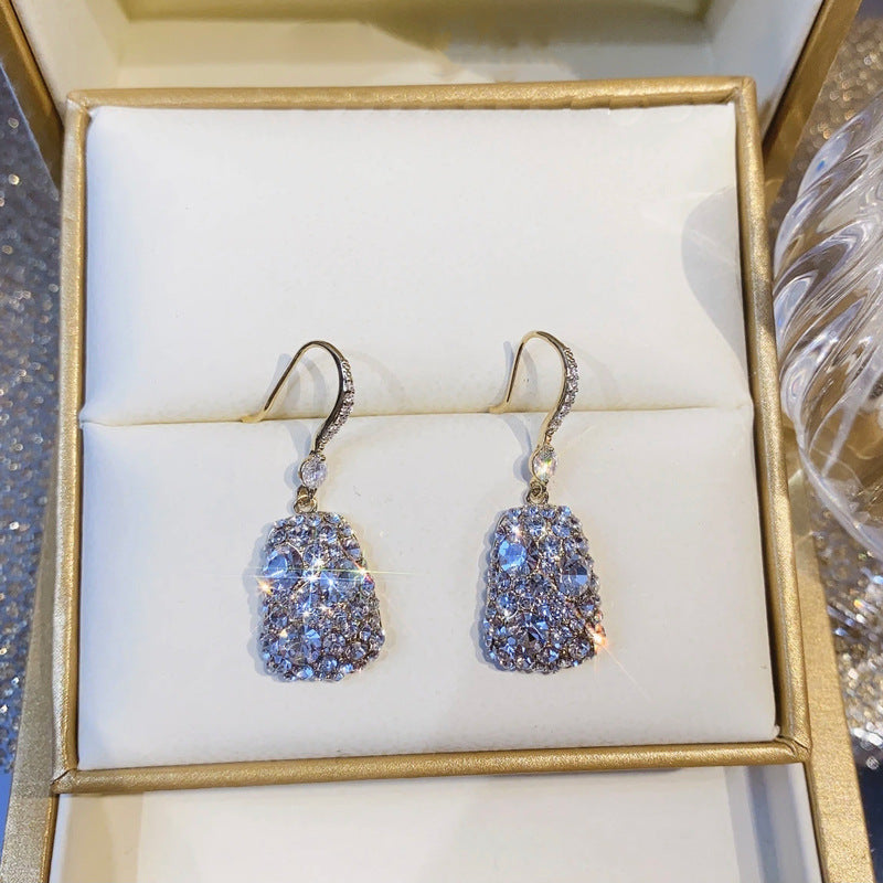 Full Diamond Square Cold Style All-match Earrings