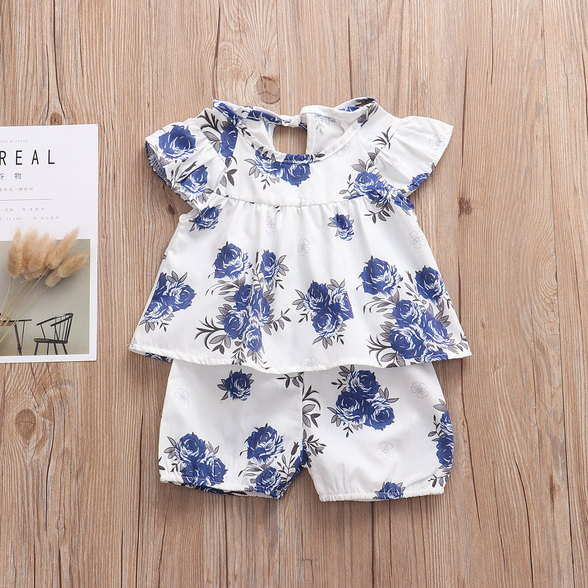 Baby flower top small shorts suit