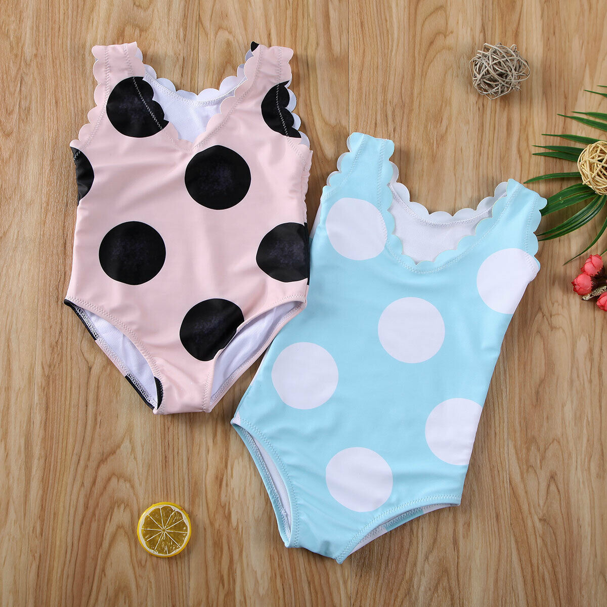 Girls' Dotted One-Piece Swimsuit