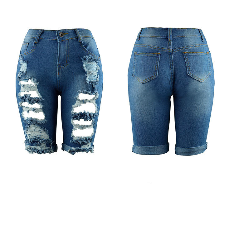 Hand-worn trendy personality denim shorts