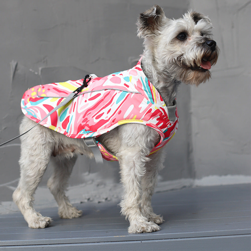 Pet New Dog Jacket Print Waterproof Reflective Cotton Clothes