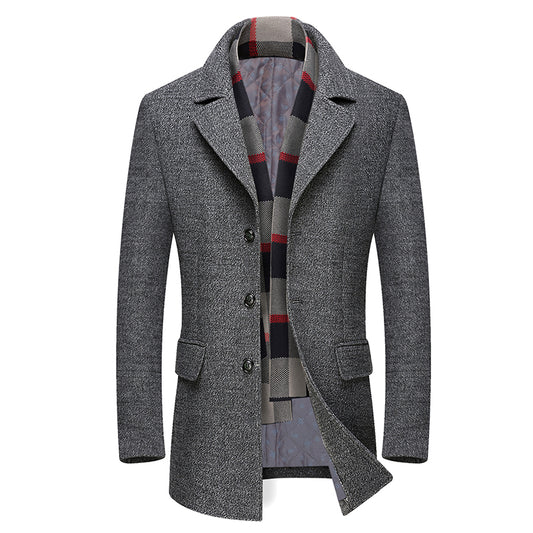 Thicken Wool Scarf Jackets Detachable Collar