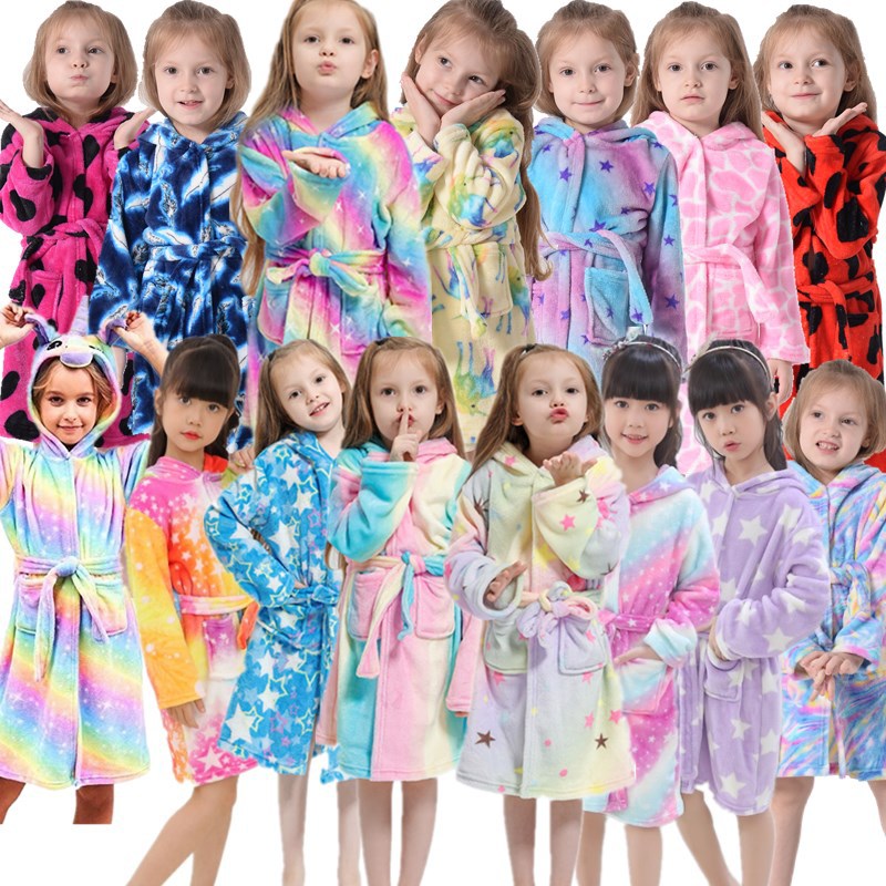 Tenma Bathrobe Flannel New Children's Home Clothes Nightgown