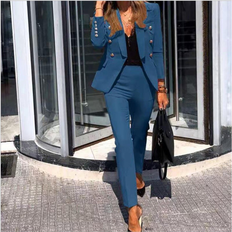 Women's New Solid Color Fashion Two-piece Suit