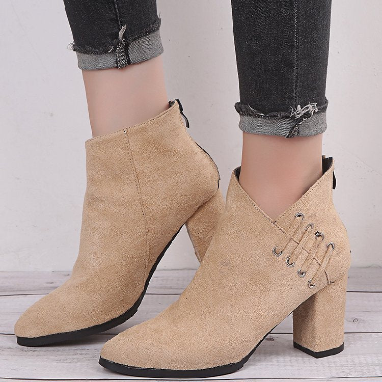 Fashion Ankle Boots Women Pointed-toe Zipper Shoes Lady