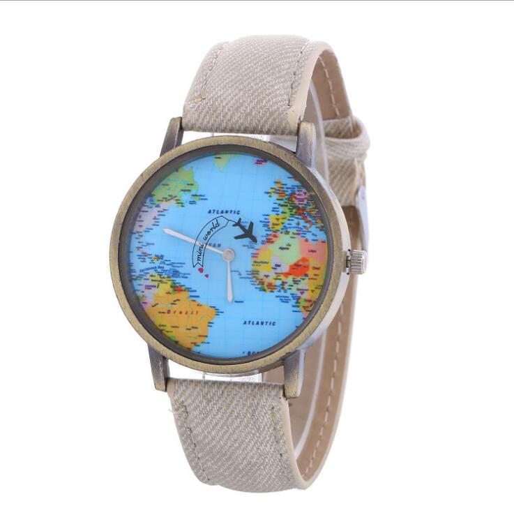 Vintage Global Map Watch For Women