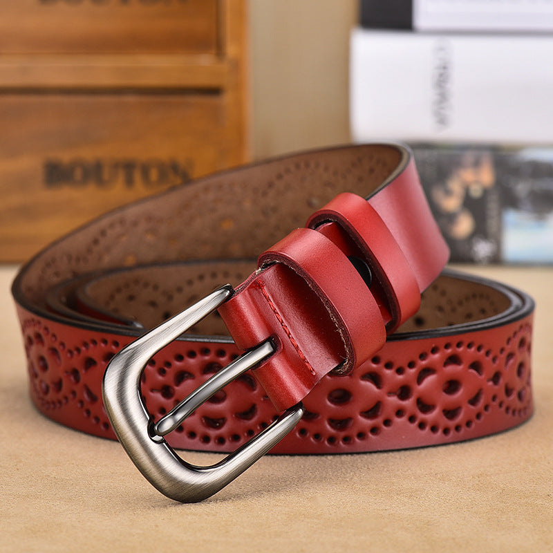 Ladies Hollow Pin Buckle Punch Free Belt