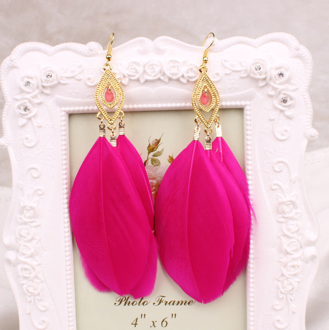 European and American feather earrings earrings National feathers Earrings