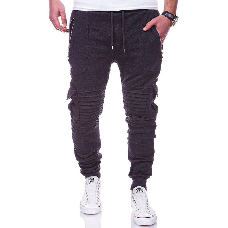 Stripe Pleated Zippered Pocket Pants Man