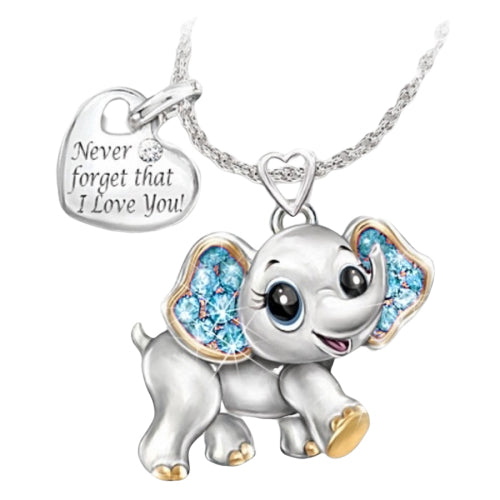 Blue Cute Elephant Necklace