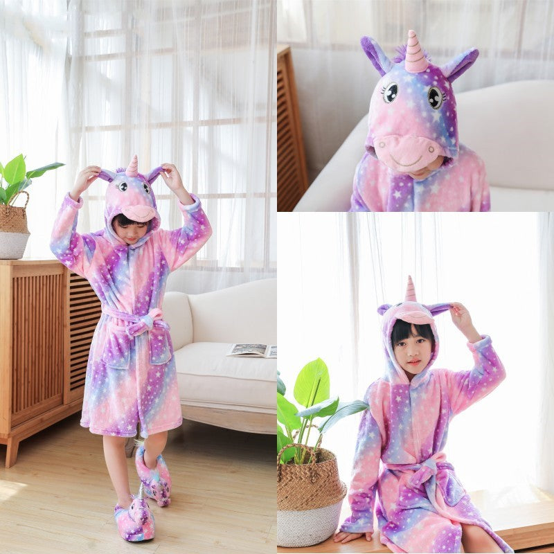 Tenma Bathrobe Flannel New Children's Home Clothes Nightgown