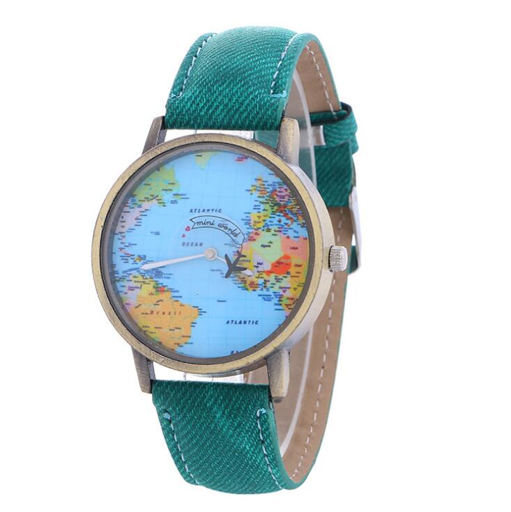 Vintage Global Map Watch For Women